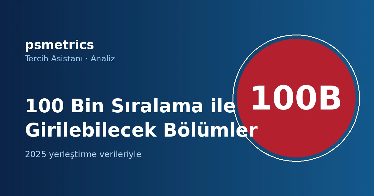 YKS'de 100 Bin Sıralama ile Girilebilecek Bölümler (2025 Verileri)