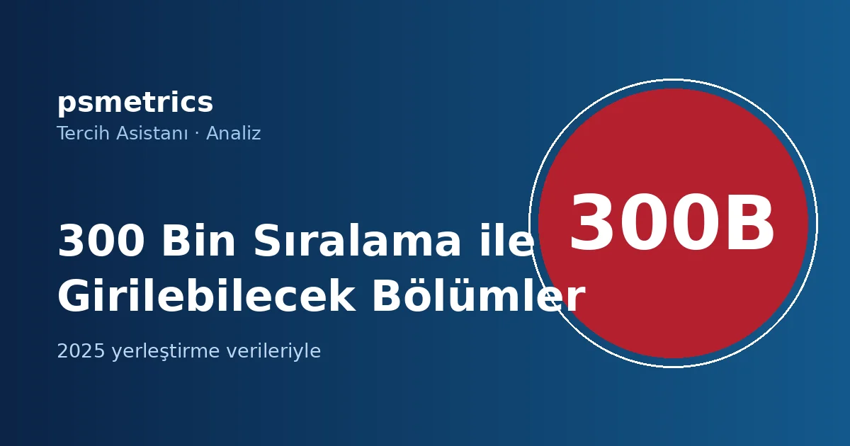 YKS'de 300 Bin Sıralama ile Girilebilecek Bölümler (2025 Verileri)