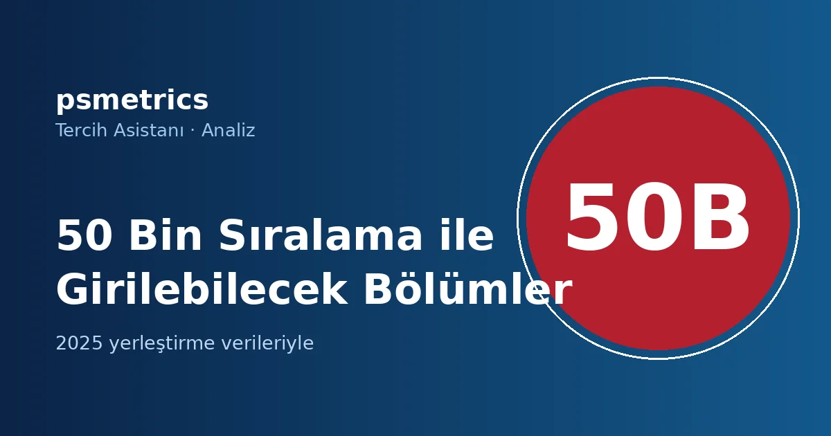 YKS'de 50 Bin Sıralama ile Girilebilecek Bölümler (2025 Verileri)